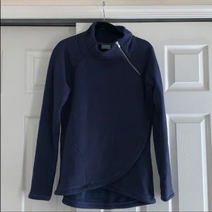 Athleta navy blue zip neck pull over - size med